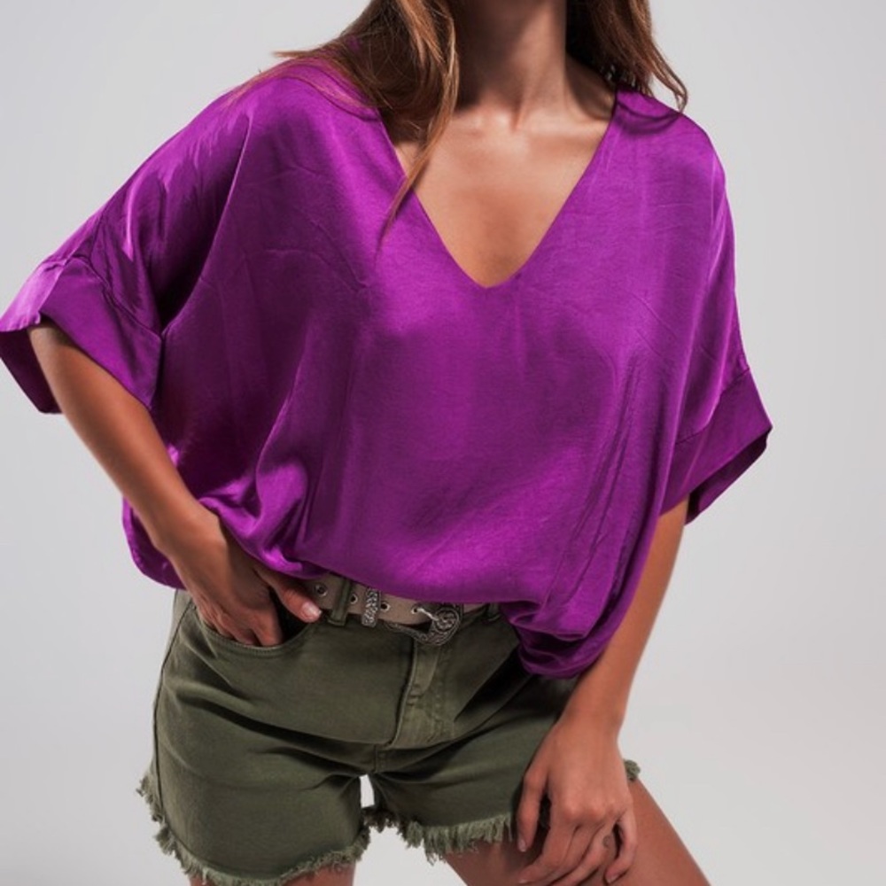 Satin short sleeve top